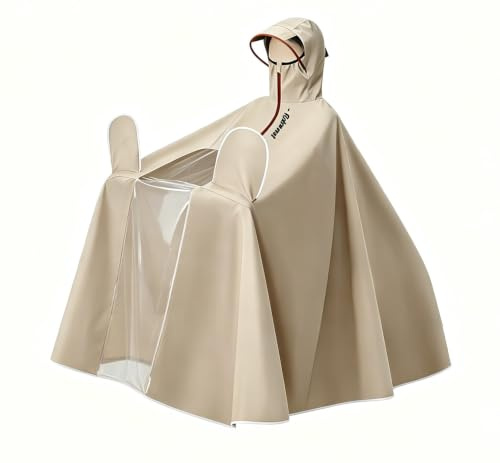 Elektrisk cykelponcho, unisex poncho för vuxna, helt vattentät cykling med dragkedja i nacken, kappa för kvinnor för skoterresor (Coffee, 5XL)