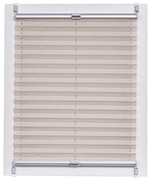 Sunlines Plissee Made in Germany, Tageslicht, Echtcrush Klemmfix, Silbergraue Schiene, 50 x 150, Stoff, Natur, 50 x 2.3 x 150 cm