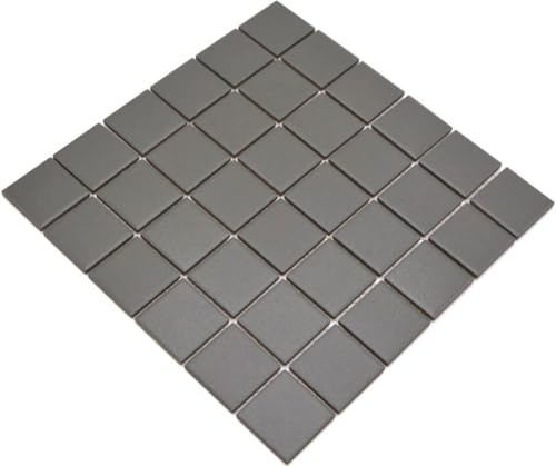 Mosaik Fliese Keramik grau metall für BODEN WAND BAD WC DUSCHE KÜCHE FLIESENSPIEGEL, Mattengröße: 298x298 = 0,09 qm, Steingröße: 48x48x6 mm - 1 Matte