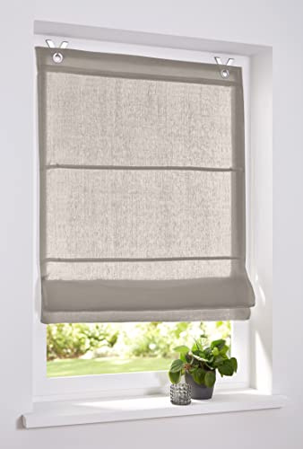 METIS Linen Raffrollo/Ösenrollo/Raffrollo, ca. 60 x 140 cm, 100% Leinen