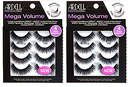 Ardell Natural Look Mega Volume, 252 - Full Volume, Long-Lasting Fake Lashes for Flawless Look, 4 Pairs
