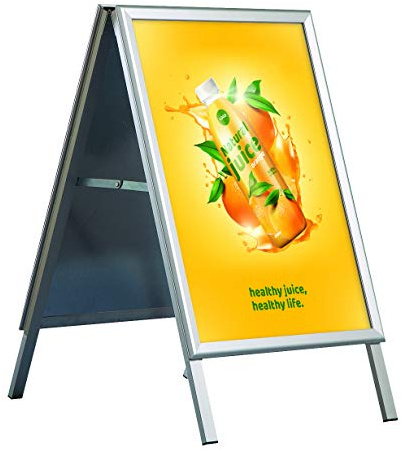 DISPLAY SALES Kundenstopper Outdoor Wasserfest DIN B2, Plakatständer mit 32 mm Profil, Gehrungsecken