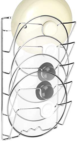 Greensen Porta Coperchi Pentole Salvaspazio Porta Coperchi Verticale con 5 Scomparti Portacoperchi da Muro per Pentole e Stoviglie, Ferro, 43,4 x 27,8 x 9,7 cm