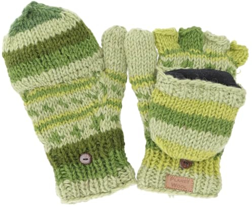GURU SHOP Handgestrickte Klapphandschuhe Nepal, Wollhandschuhe | Warme Fausthandschuhe, Fleece-Futter, elastisch, fair gehandelt, Länge ca. 28 cm, Breite ca. 11 cm