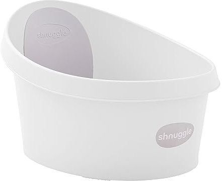 Shnuggle Bañera para niños pequeños, color blanco con respaldo gris claro