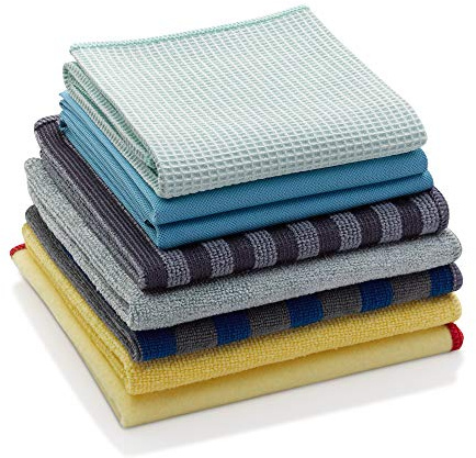 E-Cloth Home Cleaning Set with Microfiber Cleaning Cloths for Cars, Bathroom, Kitchen, & More - Microfiber Towels That Clean with No Added Chemicals - 8 Specialized Cloths in Assorted Colors