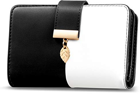 Faneam Geldbörse Damen aus Leder, Portemonnaie Damen Kleine, Geldbeutel Frauen mit RFID-Schutz, Geldbeutel Damen mit 14 Kartenfächer, Reißverschluss Münzfach und Tragekette