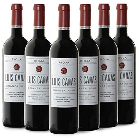Vino Tinto Crianza Luis Cañas - Caja Vino 6 Botellas - Vino Tinto D.O. Rioja - Elaborado con 95% Tempranillo y 5% Garnacha - Un gran vino calidad precio