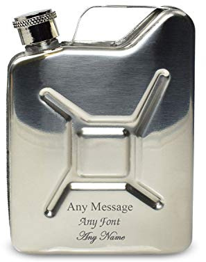 Personalised Engraved Silver Jerry Can Hip Flask, Personalise with Any Message for Any Occasion