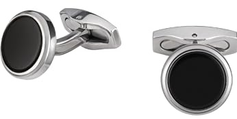 Breil - Men's Cufflinks Code Collection TJ3058 - Gioielleria Uomo - Gemelli in Acciaio per Uomo, con Due Pietre Nere - 1,4 cm