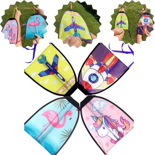 Bea's Party 10er-Pack Mini-Drachen mit Schleudern, ohne Schnüre, einfach zu fliegen, lustig, für Outdoor-Sportarten, Details, Geburtstagsgeschenke, Gast, Kinder, College (Flugzeug-Rakete)