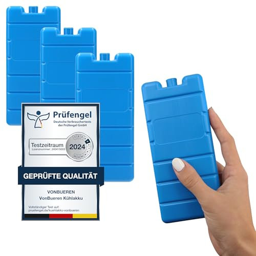 VonBueren 2-30 Kühlakkus für Kühltasche 12h Lange Kühlung | ca. 200 g je Kühlakku | ca. 7,4 x 16,7 x 2,1 cm | auch für Kühlbox (4)