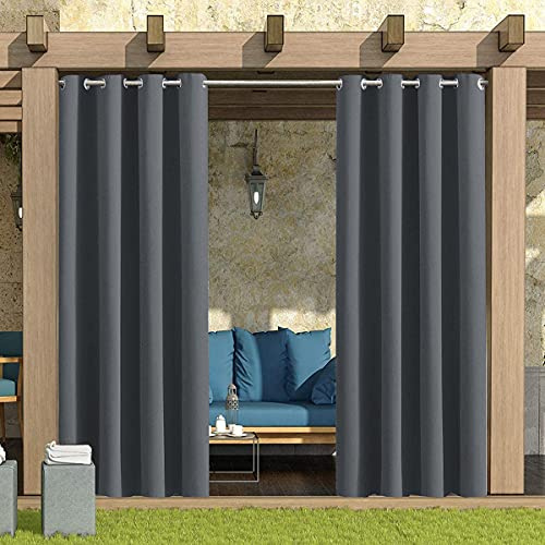 Rosnek Outdoor Vorhang Wetterfest mit Ösen,Outdoorvorhänge B 132×H 243 cm Outdoor Vorhänge Wasserdicht Außenvorhang,Winddicht Balkon Gardinen für Terrasse,Pergola,Pavillon,1 Stück,Obere Ösen