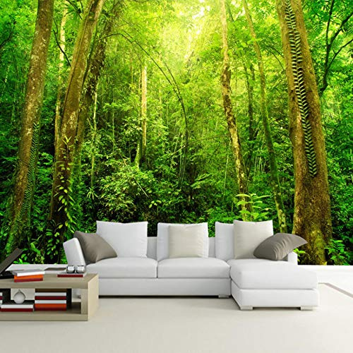 ZONOKI Papier Peint Panoramique 3D Photo De Paysage Nature ForêT Verte, Trompe L'Oeil Papier Peint Mural Poster GéAnt 3D Decoration Murale - pour Le Mur de Fond Du Canapé Tv Du Salon 200 x 140 cm