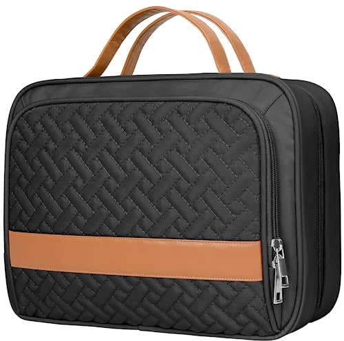 IDEATECH Kulturbeutel zum Aufhängen, wasserdichte Kulturbeutel Damen Herren, Aufhängen Damen Herren, Faltbare Reise Waschtasche Kosmetiktasche (Schwarz)