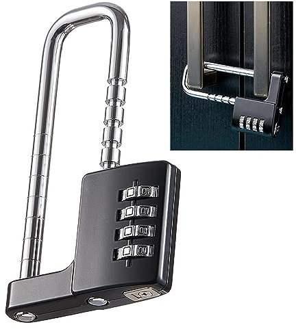 Lucchetto a combinazione, a forma di U, in acciaio inox, per armadietti da palestra e armadietti con codice, regolabile, per esterni, scuola, palestra, armadietti sportivi, recinzioni (nero)
