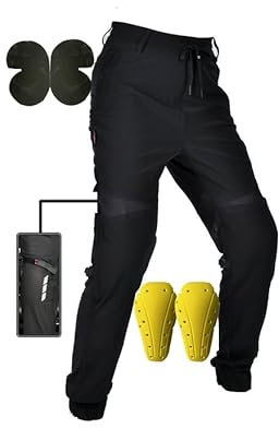 WESBR Sommer-Motocross-Motorradhose Motocross-Radjeans Mit CE-Protektoren Atmungsaktives Eisseidengewebe/mit Reflektierendem Band Slim-Fit-Biker-Leggings for Damen (Color : Black, Size : XXL)