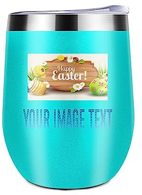 Miujonvy Weinglas Tumbler mit Deckel Ihr individuelles Bild Doppelwand Vakuum Edelstahl Reisebecher für Wein Rotlicht Cyan