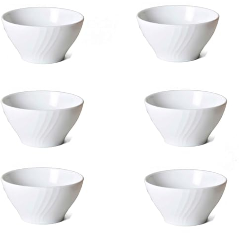 Acan Pack de 6 Boles clásicos de cerámica Blanca, Ideal para desayunar, Tomar Sopa, Aperitivos. Aptos para lavavajillas y microondas. Diametro: 13 cm