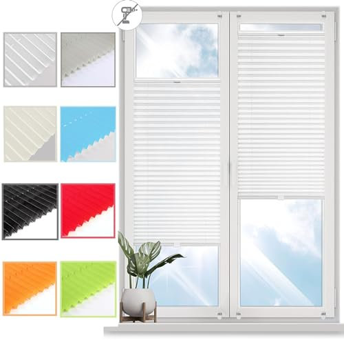 Plissee Klemmfix ohne Bohren 25 x 70 cm Sonnenschutz Easyfix Lichtdurchlässig Plissee ohne Bohren Klemmfix Rollo Rollo für Fenster & Tür für Fenster, Weiß