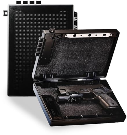 STOPBOX Gun Safe Alternative - Tactical Handgun Storage, Instant Access Portable Gun Case, TSA Compliant Gun Lock Box for Quick Handgun Access | Black - 2PK (Full-Size Only)