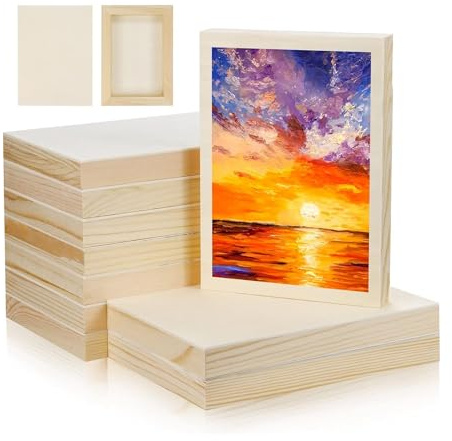 Qezodsx 10 Pcs 5.5x7Inch Wood Panel Boards, Unfinished Wood Canvas Wooden for Painting, Arts, Pouring Use with Oils, Acrylics
