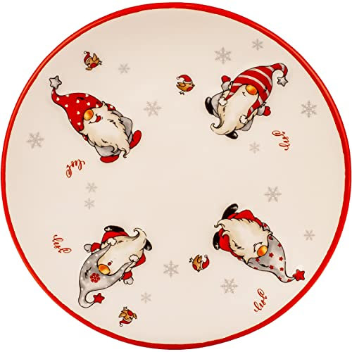alles-meine.de GmbH Weihnachtsgeschirr Verschiedene Artikel frei wählbar 3D Effekt kleine Teller lustige Wichtel & Zwerge klein - Ø 17 cm - Porzellan - Frühstücksteller..