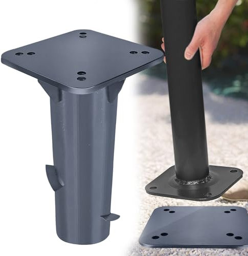 YRHome Pied de parasol universel - Plaque de sol - Douille de sol pour parasol déporté - Pied de parasol de jardin - Manivelle d'extérieur robuste - Ancrage au sol - Douille de sol - Gris foncé