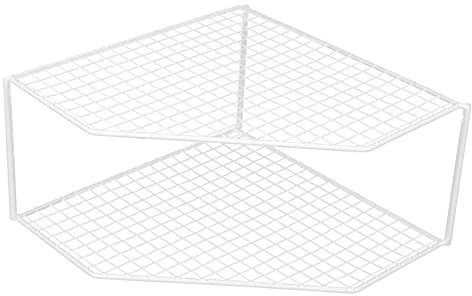 Ciieeo Estante para Ollas De Cocina Blanco Doble Capa 12 Cm De Alto, Rejilla Metálica Resistente Al Desgaste, Organizador De Mesa para Esquina, Almacenamiento Multifunción para Utensilios Domésticos