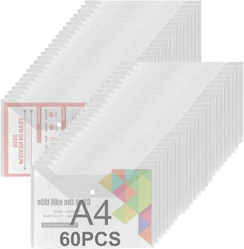 ASelected 60 Piezas Portadocumentos A4 Fundas Transparentes
