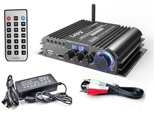Amplificador de Audio, 4 * 400W 4.1 Mini Hi-Fi Digital Bluetooth Amplificador de Potencia inalámbrico AUTOMO Audio Audio Audio Stereo Altavoces Bass Amplificador para Coche o casa(E-U Plug)