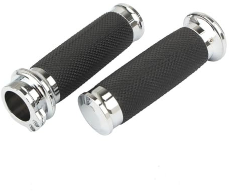 Motorrad Griffe Motorrad 1 25mm Lenker Handgriffe for Harley Sportster 883 1200 Softail Slim Fat Boy Touring Road King Dyna Street Bob Lenkergriffe Motorrad(Chrome E)