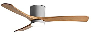 Ventilatori Ventilatore da soffitto in Legno massello con Luce Sala da Pranzo Semplice Soggiorno Camera da Letto Ventilatore a Luce LED Ventilatore Domestico (Colore: Grigio, Dimensioni: 48 Pollici)