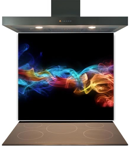 Glass Kitchen Splashback Panel – Design 2008, 60x60cm, 6mm Toughened Heat Resistant Tempered Glass Hob Backsplash with Polished Edges, Easy Clean Cooker Wall Protector for Modern Kitchen Cooker & Hob