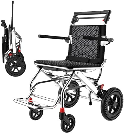 Rollstuhl,Leichter zusammenklappbarer Rollstuhl Folding tragbarer Rollstuhl mit Handbremse,Faltbar und leicht Faltrollstuhl für Erwachsene,Aluminium-Rollstuhl für Erwachsene und Senioren