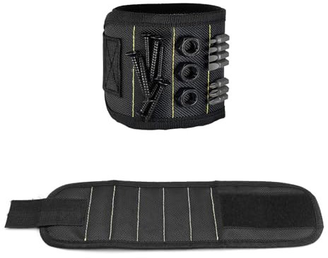 ZIJANG 2 Stück Magnetarmband Herren, Magnetarmband Handwerker mit 15 Kraftvollen Magneten, Magnet Armband ist Angemessen Handwerker Gadget, für Bauarbeiter, Tischler Oder Handwerker