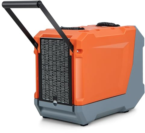 RELAX4LIFE Deumidificatore Elettrico Commerciale 85 L/T, Ventilazione e Sbrinamento, Timer 24 ore, con Tubo di Scarico, Ruote e Maniglia, per Stanze e Scantinati fino a 355 m³ (Arancione)