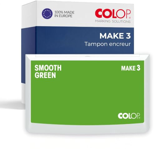 COLOP MAKE 3 Stempelkissen | Grün | 160 x 90 mm | wasserbasiertes, schnelltrocknendes Stempelkissen für Holzstempel & Kreativstempel | DIY & Büro | Smooth Green
