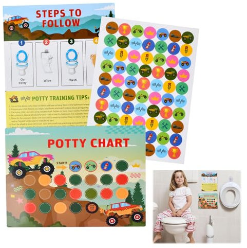 Potty Training Chart, 10 Stück Belohnungstafel Töpfchen Kinder, Belohnungstafel Set für Kinder, Töpfchentraining-Diagramm mit Aufkleber, Belohnungstabellen für das Verhalten von Kindern (Auto)