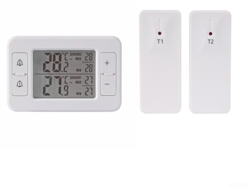 Funk-Thermometer mit Fernbedienung, mit zwei Sensoren für die Temperaturüberwachung zu Hause oder im Freien