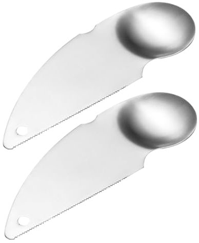 Cabilock 2 Cucharas Cortadoras de Kiwi de Acero Inoxidable Función de Pelado y Cuchilla Dentada para Cocina y Fruta