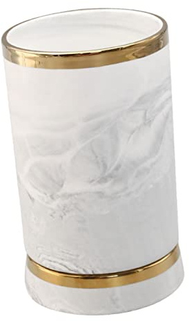 Cabilock Pot à Couverts Céramique à Motif Marbre Gris Avec Bord Doré Rangement Pour Ustensiles Et Couverts De Cuisine Récipient De Table Multi-usage Organiseur Pratique Pour Baguettes Et Ta