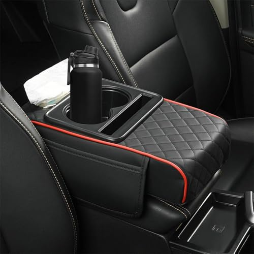 Auto Mittelkonsole Armlehne Kissen, Universal Center Console, Mittelkonsole Auto Box Matte, Auto Armlehnenkissen Auto Armlehnen Polster mit 2 Autositz Organizer Aufbewahrungstaschen (Schwarz#)