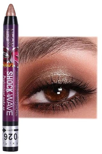 Champagne Gold Shimmer Eyeshadow Stick - Pearlescent Brown Cream Eye Shadow with Bronzer Glitter Pencil Crayon Brightener Pen - High Pigmented Eyeliner for Smooth Makeup Color