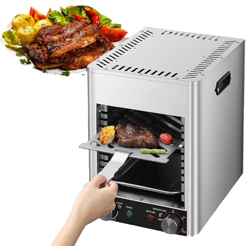 Máquina Comercial de asador de filetes comerciales - Máquina de Barbacoa de Interiores/Exteriores de 1700W, 800 ℃ Temperatura máxima con Bandeja, Rejilla de Parrilla y Mango de Mango Resistente