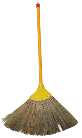 Handwoven Sweeping with Detachable Broom Straw Handle for Indoor | Lightweight, Gentle on Floors, Vintage Charm, Garden Use, Soft Sweeping Brush Indoor