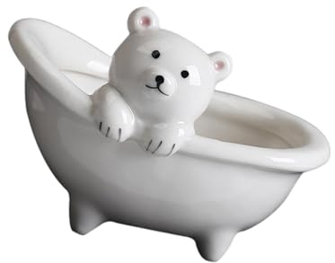 Qsvbeeqj Contenedor de plantas de oso para jardín, maceta de cerámica, soporte carnoso, para el hogar, oficina, escritorio, adorno lindo animal