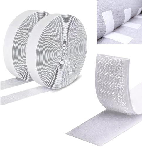 Klettband Selbstklebend Extra Stark,8Mx20mm Weiß Doppelseitig Klett Mit Klettverschluss Kelbstklebendes, Klebepad Flauschband Und Hakenband Für Fliegengitter,Couch-Kissen, Bastelarbeiten
