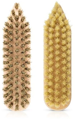2 Stück Scheuerbürste, Putzbürste, Hand Schrubber, Scheuerbürsten, Griff aus Holz, Putzbürste für Küche, Garten, Haushalt - Made in Germany (2, Mix)