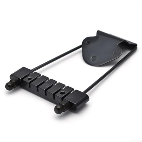 Trapez-Saitenhalter für Jazz-Gitarre, 6-saitig, Metallsteg mit 3 Schrauben, kompatibel mit Archtop-Gitarren, Chrom/Gold/Schwarz (Schwarz)